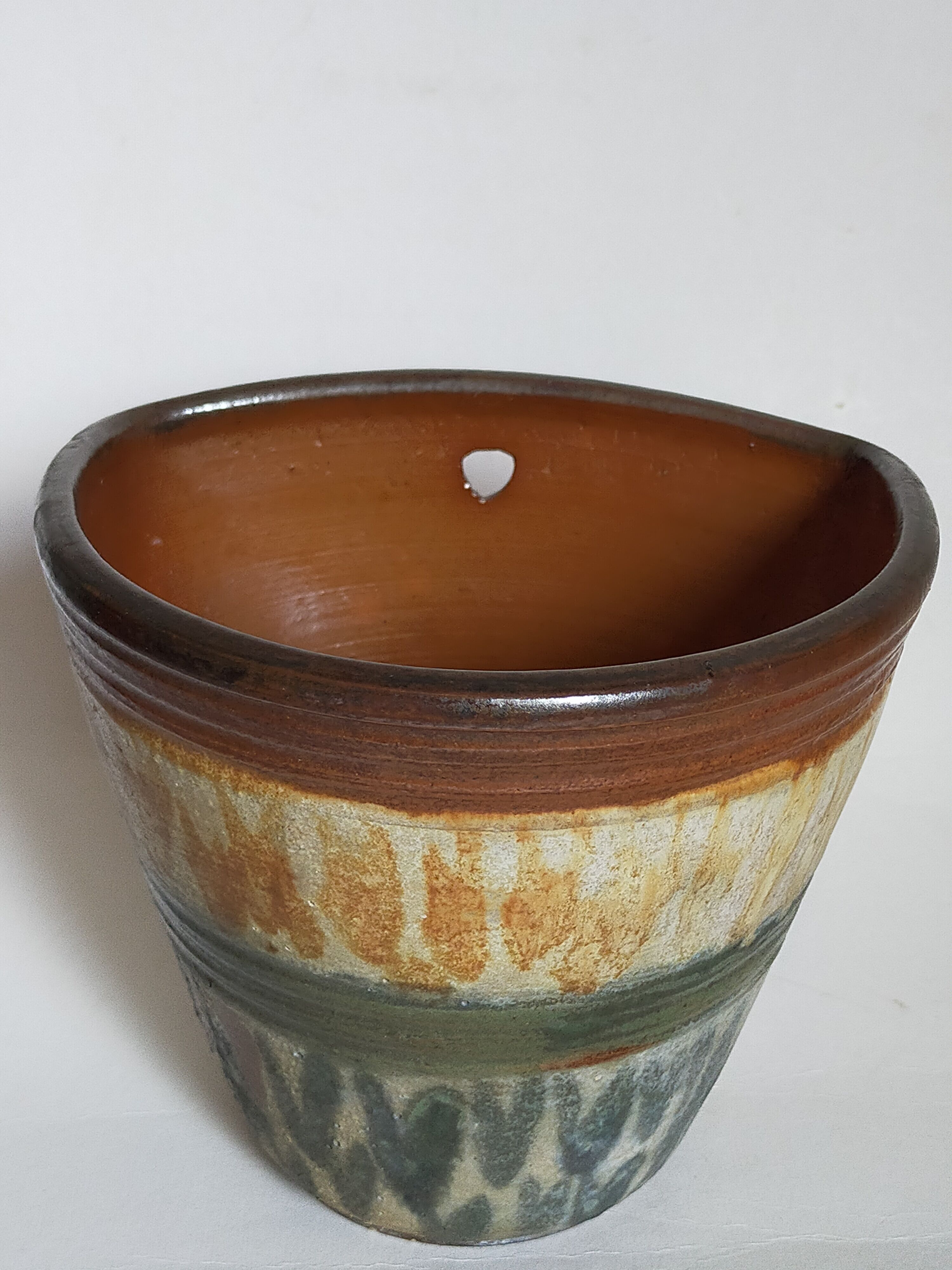 Vase bouquetière cache-pot sandstone enamelled with bouffioulx signed dubois