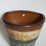 Vase bouquetière cache-pot grès émaillé de bouffioulx signé dubois