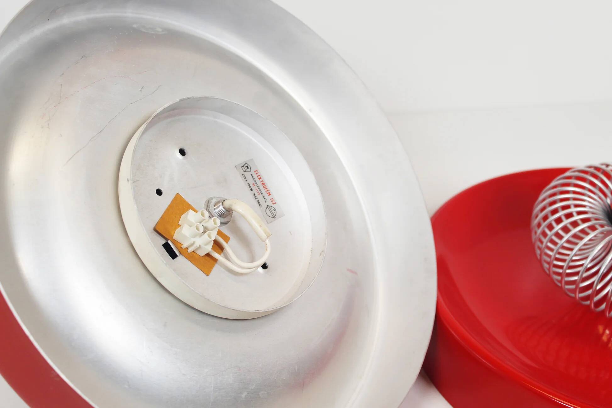 Pair of Space Age 'Spring' wall lamps by ELEKTROFÉM, Hungary, 1970s.