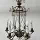 Louis XVI style chandelier with a pearl garland and painted tin, 20th century.