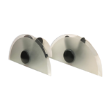 Pair of glass and metal wall lamps, Italy 1980