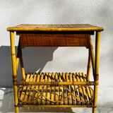 Bedside table 1960 bamboo rattan
