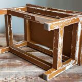 Vintage patinated solid wood side bench