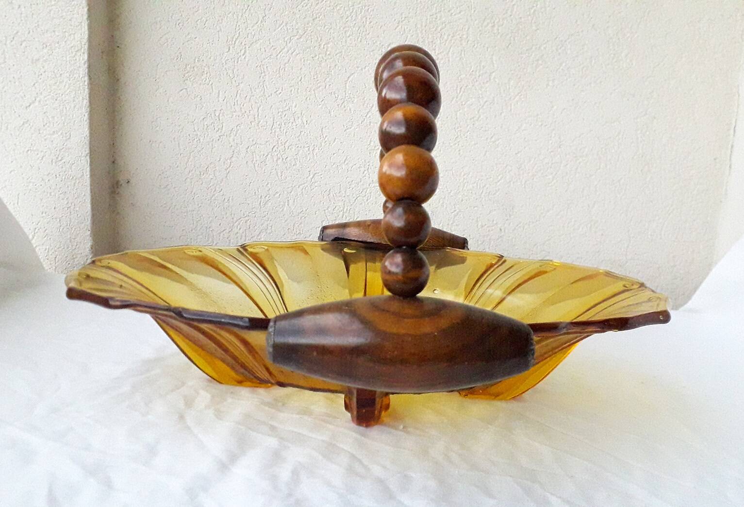Plat en verre et bois