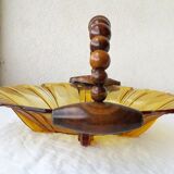 Plat en verre et bois