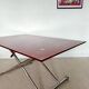 Table relevable vintage verre rouge et chrome-design 1970/1980