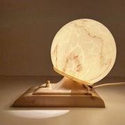 Vintage Art Deco Table Lamp, 40 years, Bakelite Melamine Opaline Marble