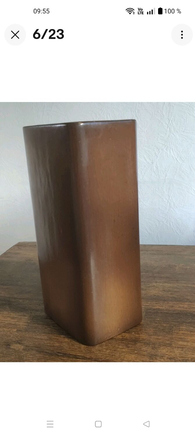 Jean payen large rectangular ceramic vase monogrammed 20th century