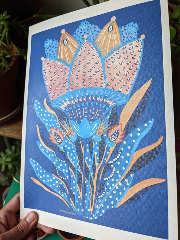 illustration blue flowers