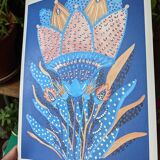 illustration fleurs bleue