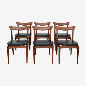 6 chaises skaï teck Bramin made in Denmark