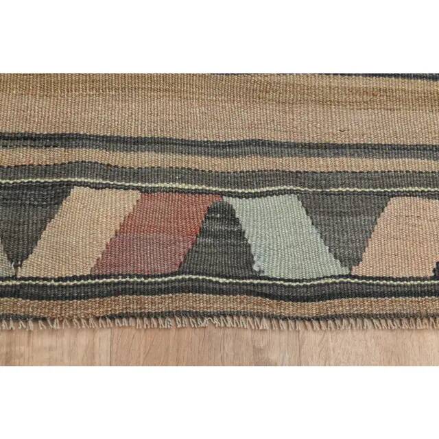 1970s Vintage Turkish Oushak Handmade Wool Cotton Brown Kilim Rug 148x174