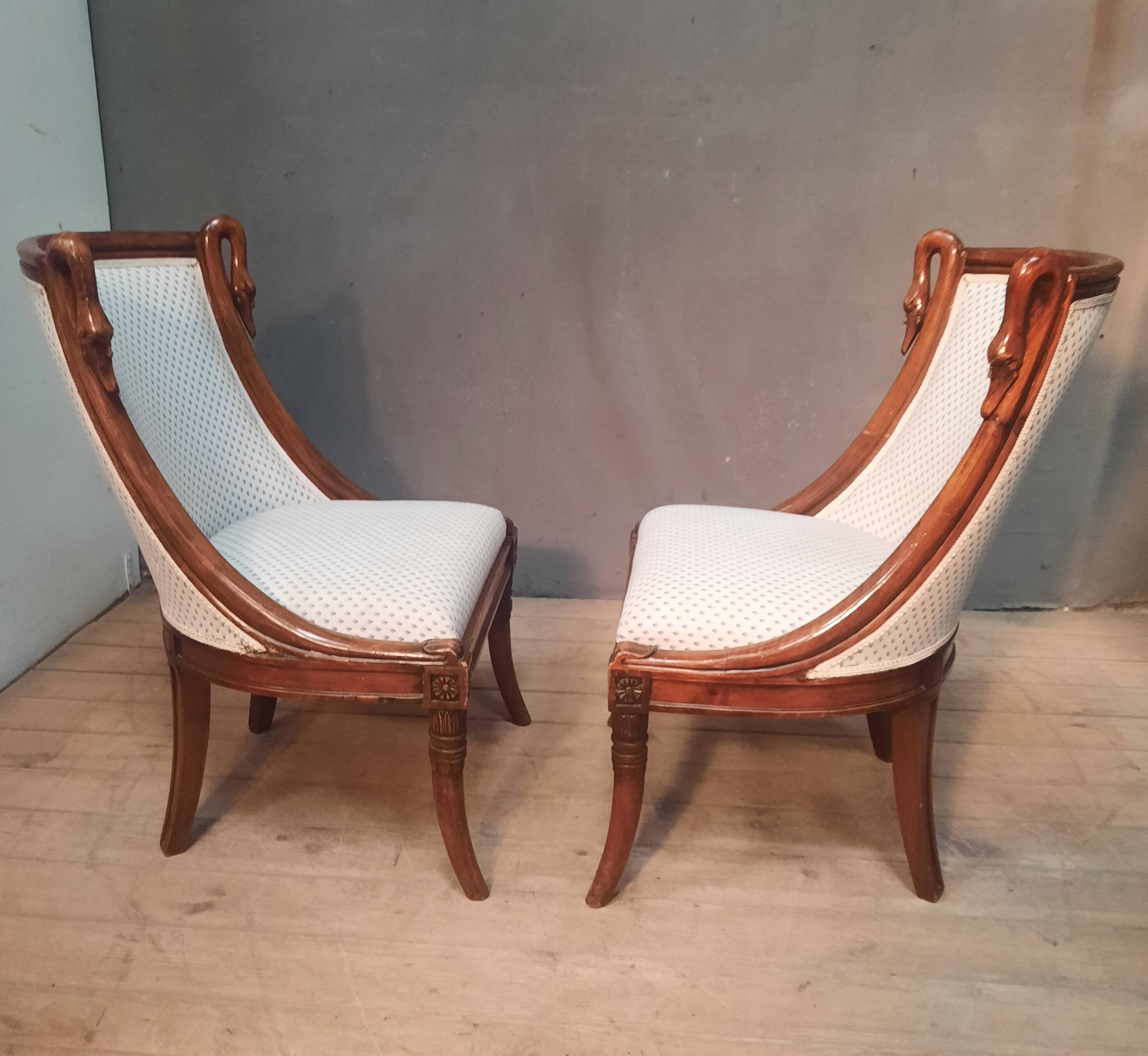Paire de chaise d enfant à col de cygnes