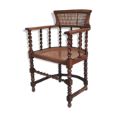 Edwardian barley twist corner chair with cane late 19th century