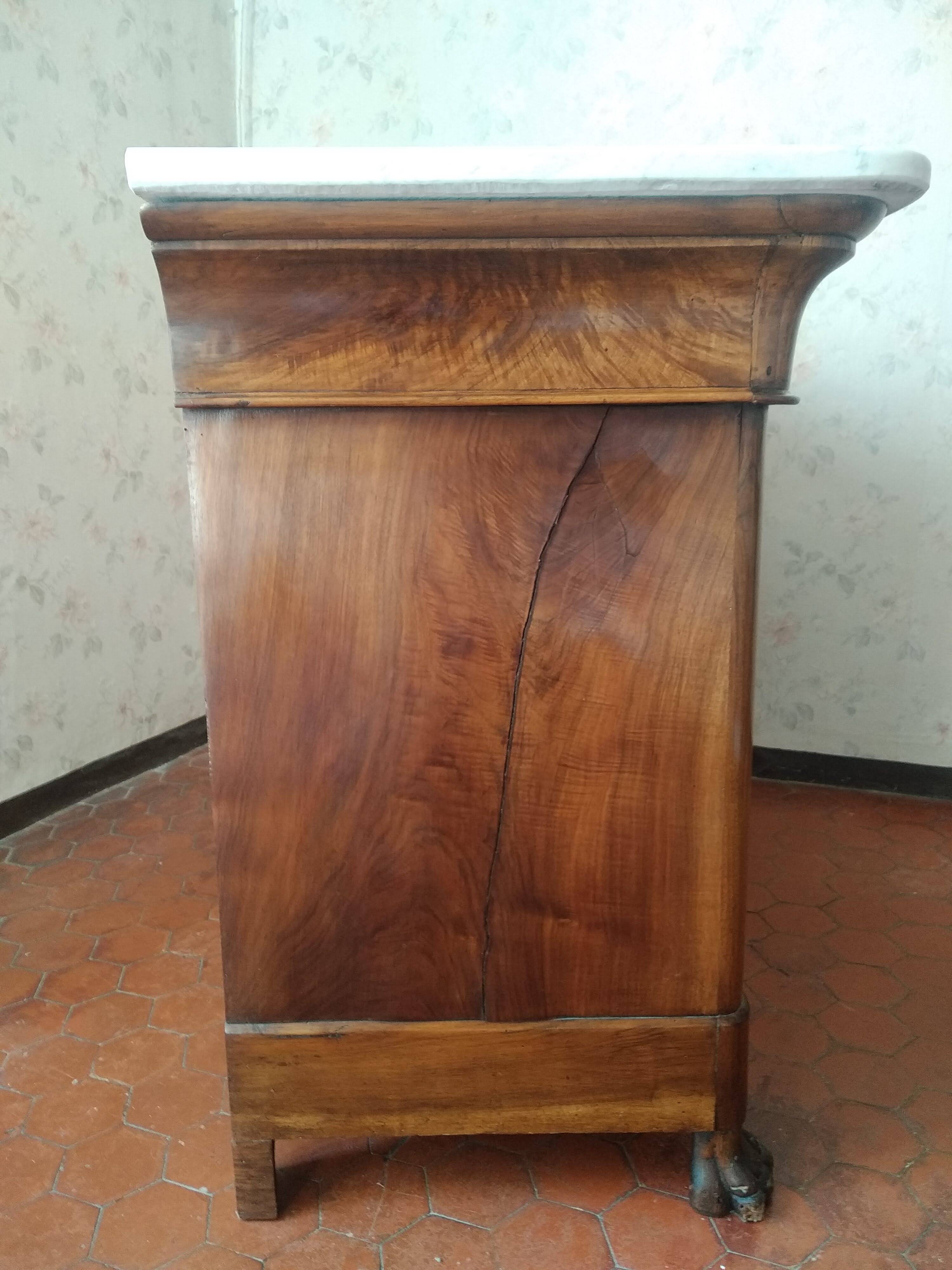 Antique Louis Philippe chest of drawers with lion paws