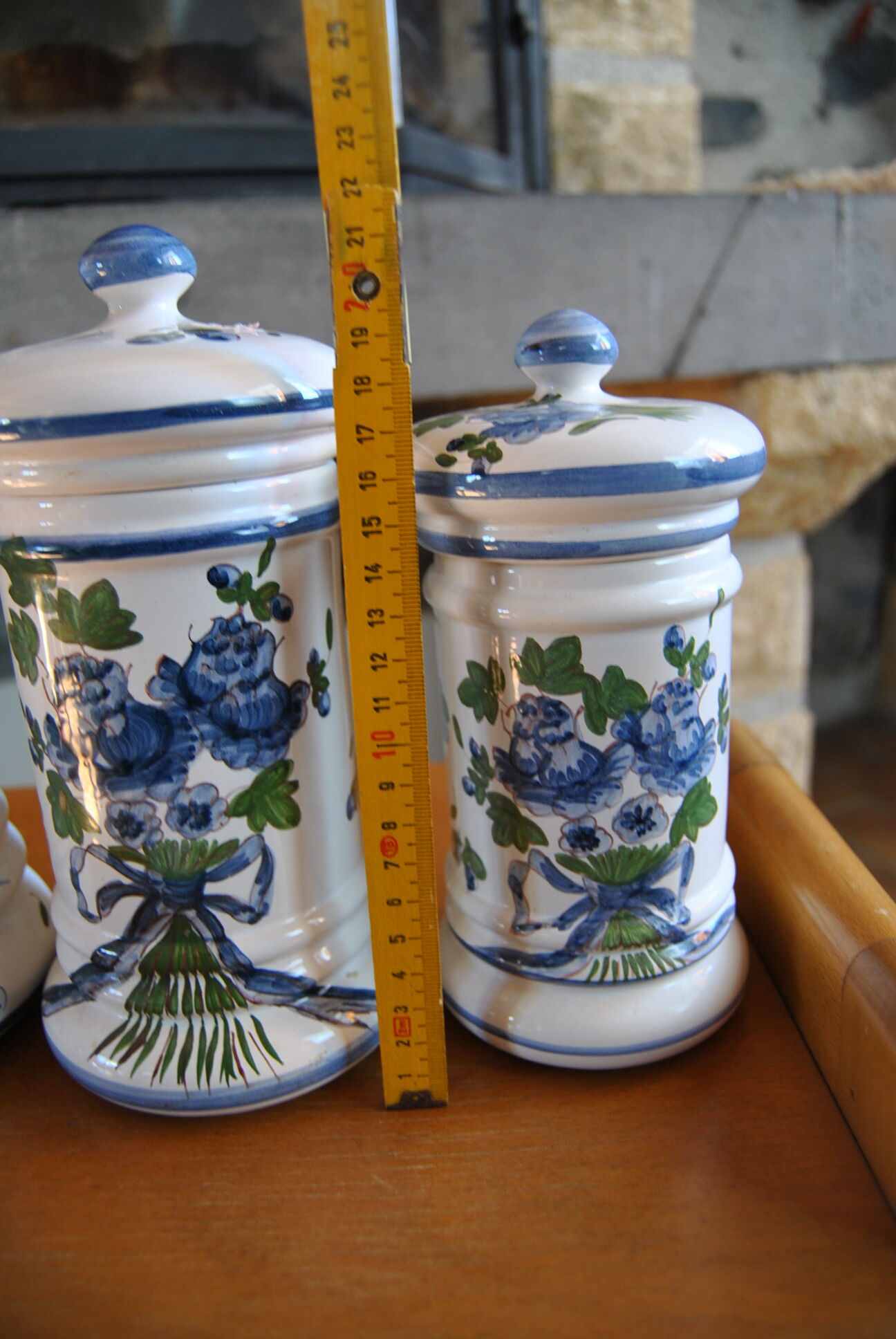 Set of 3 hand-painted cotton pots