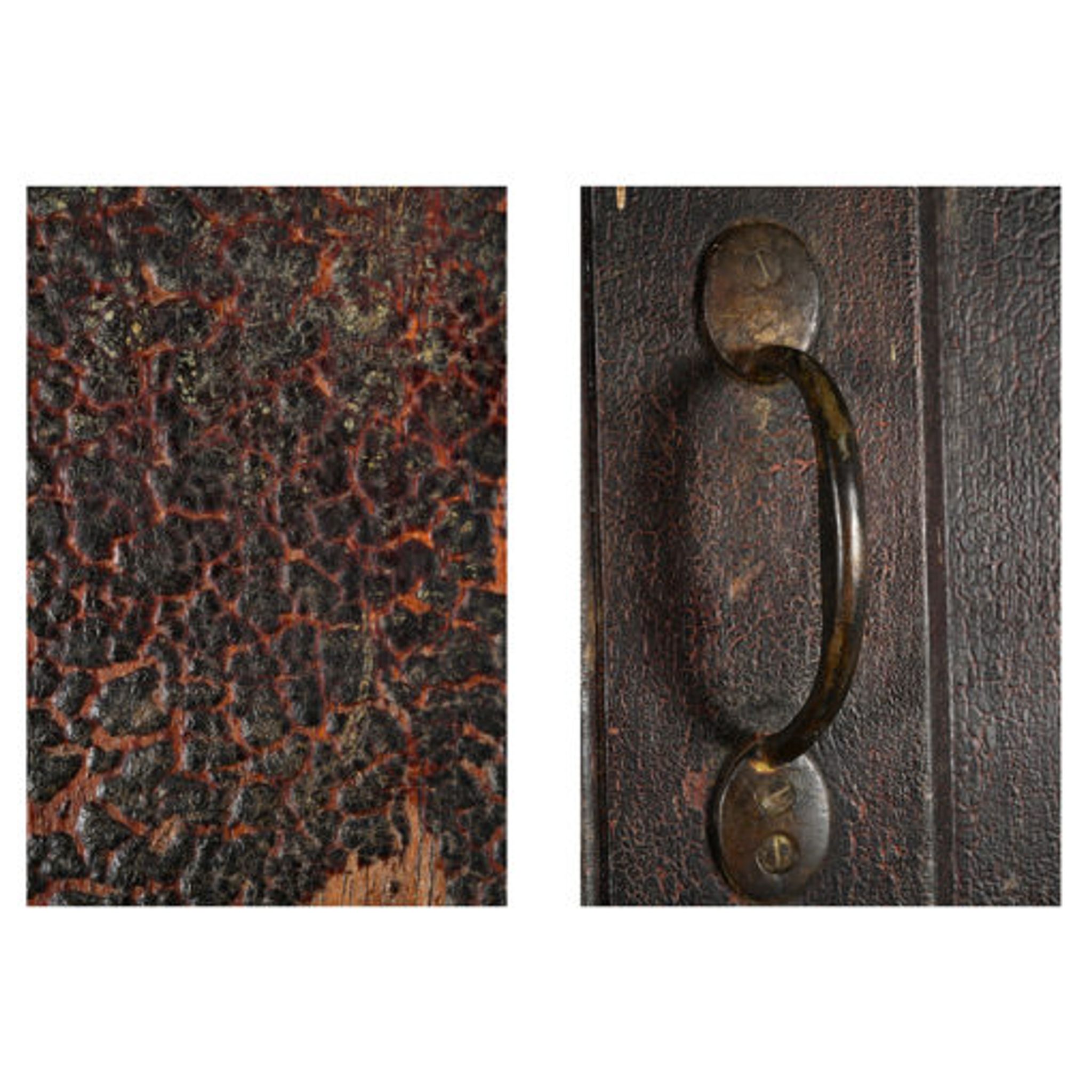 Postal sorting furniture in patinated wood