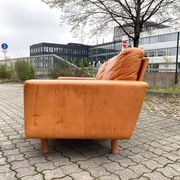 Canapé en cuir cognac vintage danois moderne du milieu du siècle