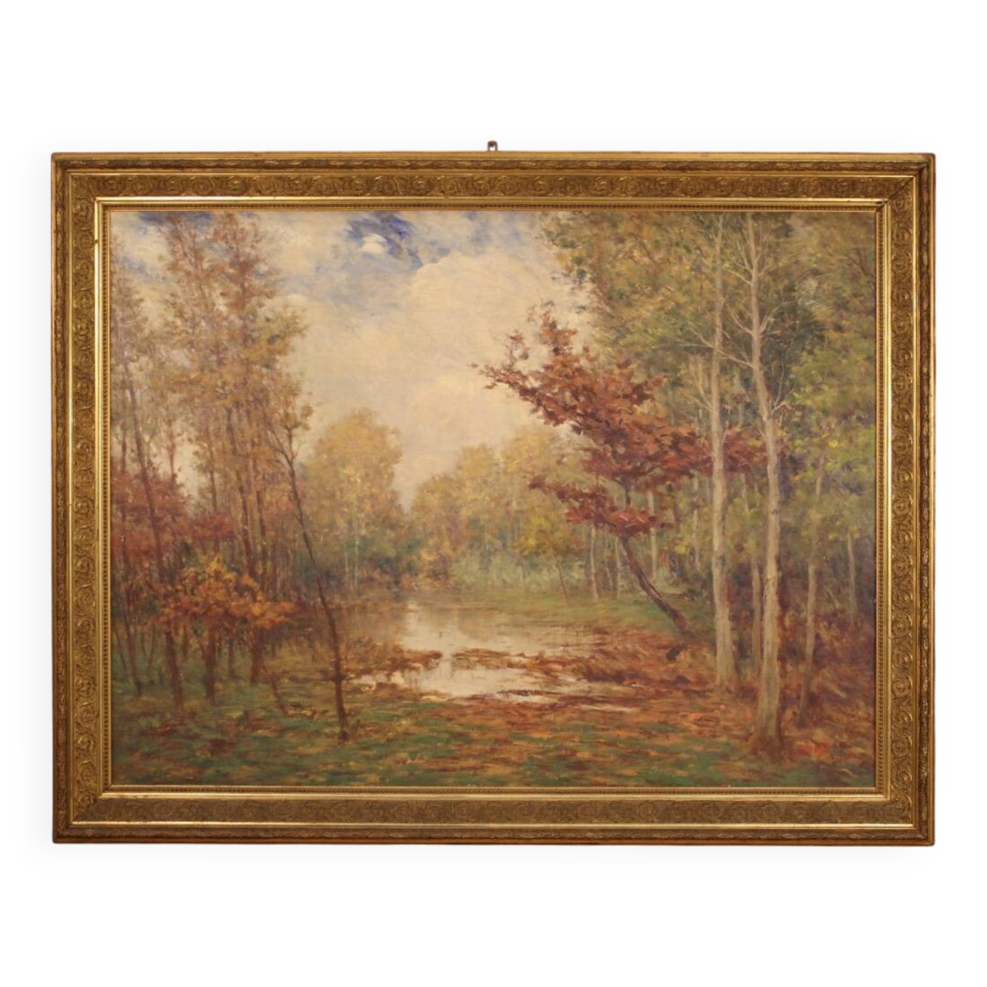 Italian painting landscape signed and dated from the 20th century