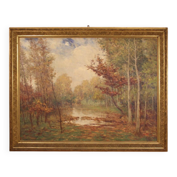 Peinture de paysage italienne signée et datée du 20e siècle.