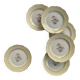 6 antique cream-coloured earthenware dinner plates with gold decoration and flowers.