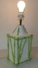 Ancien pied de lampe vintage décor bambou « Faïence de Rodez »