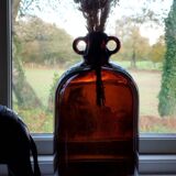 Amber glass cylinder with 2 handles