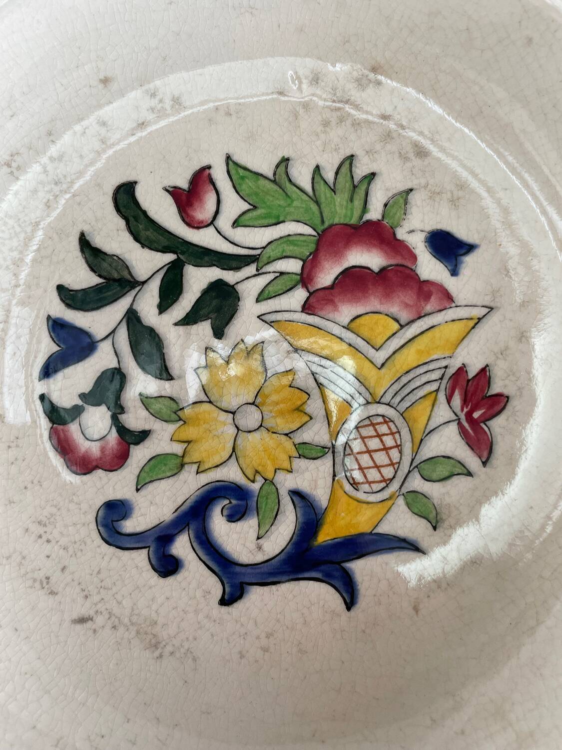 Large deep plate Longwy old Rouen