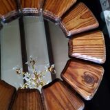 Wooden 70s sun mirror 52cm
