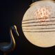Vintage globe suspension in yellow and gold in Clichy glass
