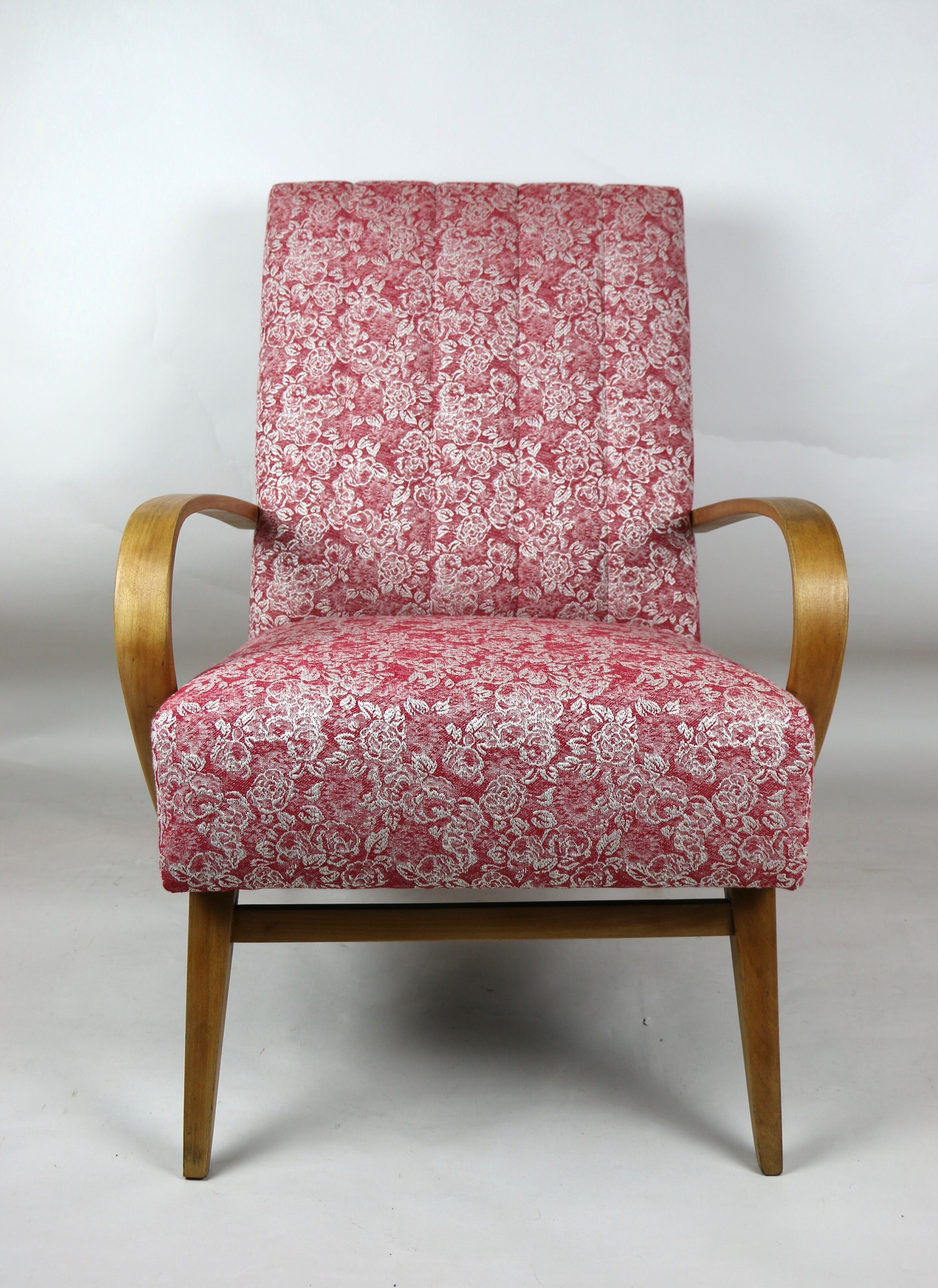 Art deco style rose velvet armchair, 1970s