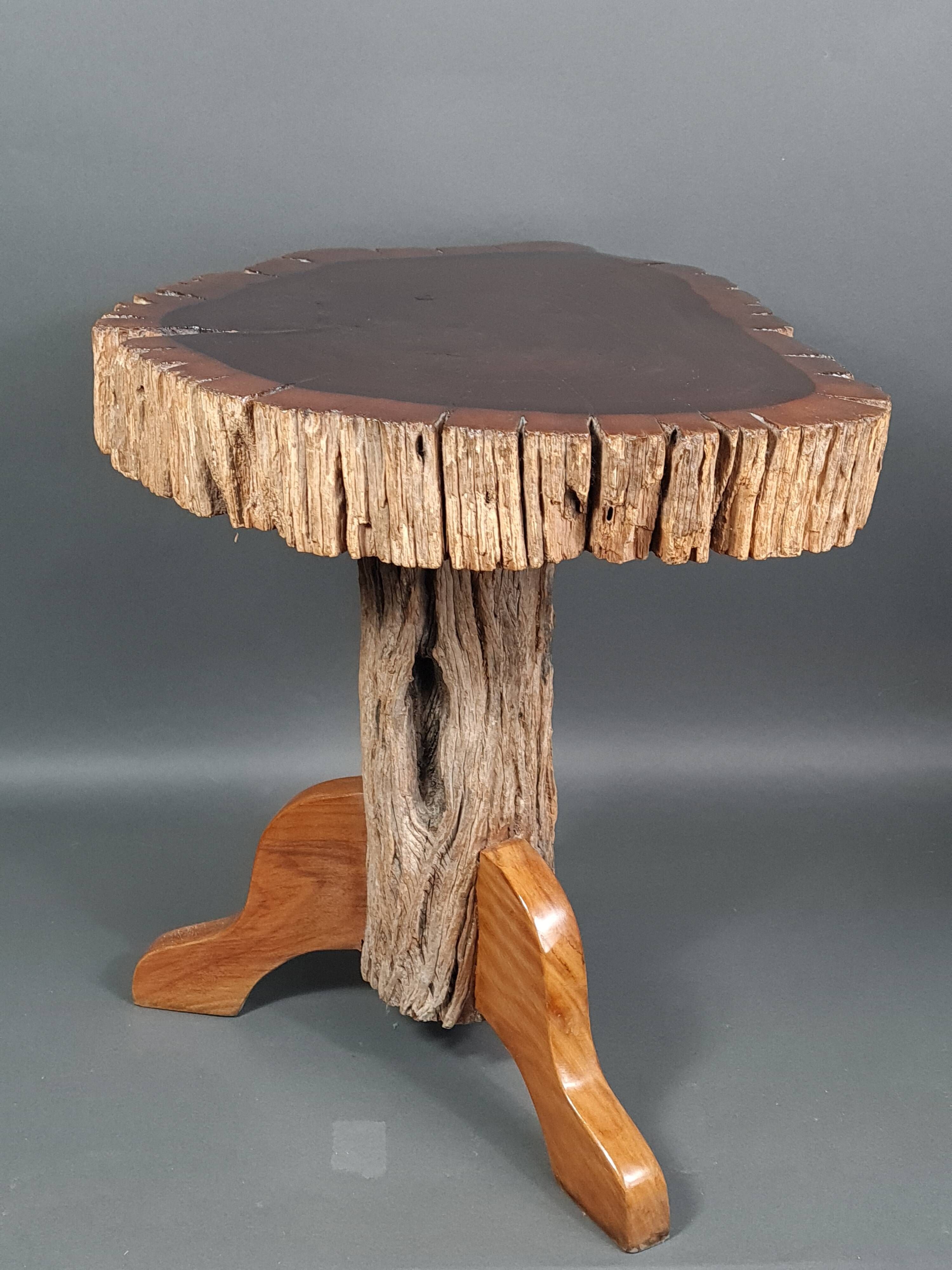 Brutalist teak stool or side table, 13 kg, 2 available D344 /1/
