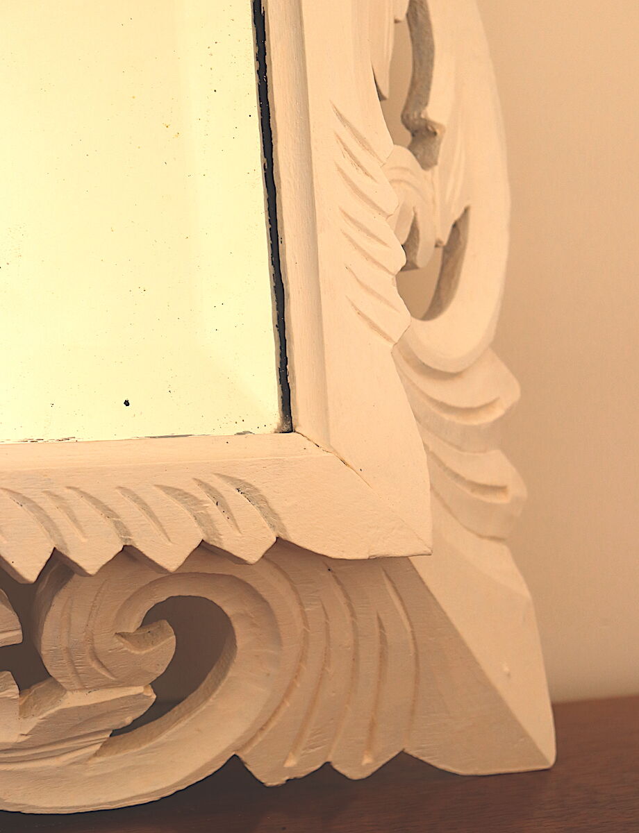 Miroir biseauté Henri II en blanc