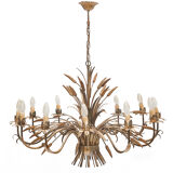 Pair of 12-burner wheat sheaf chandeliers by Hans Kogl