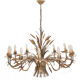 Pair of 12-burner wheat sheaf chandeliers by Hans Kogl