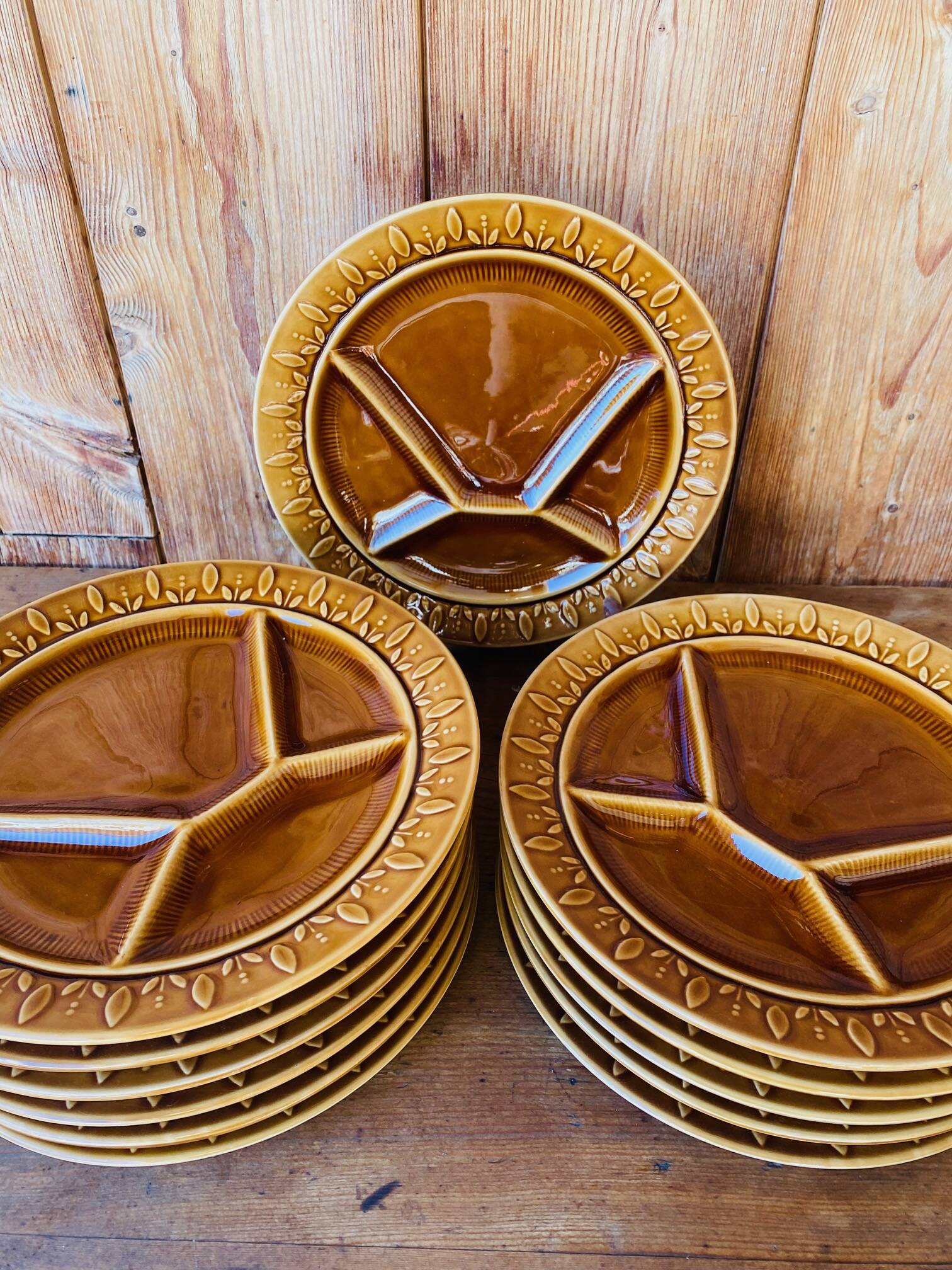 12 vintage fondue plates Sarreguemines France