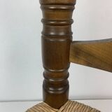 Wood Turned Bobbin Low Rush Chair in the manner of Charles Dudouyt, France, 1950s