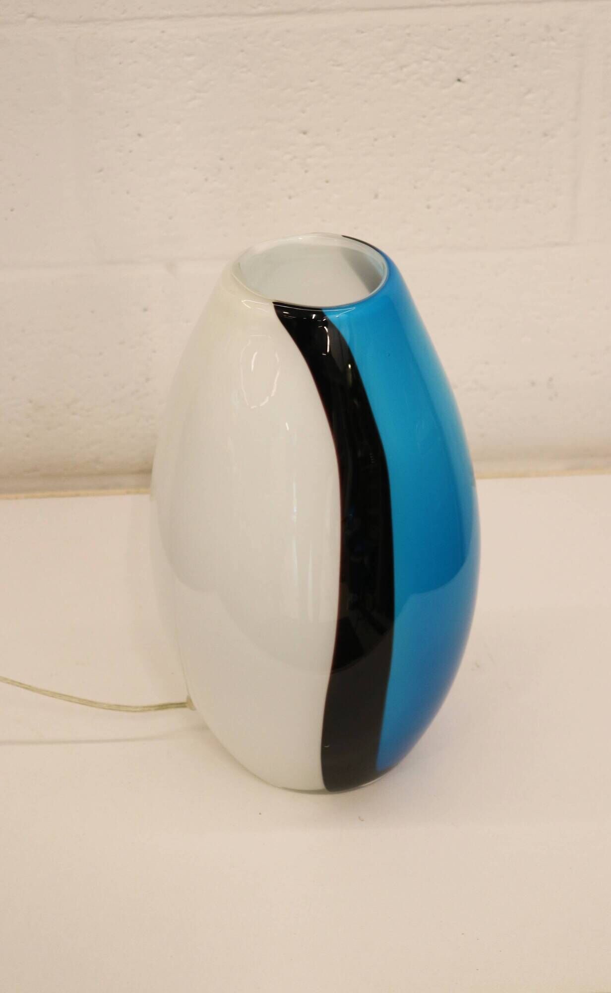 Eglo handblowed glass table lamp - Empori 87756 - Opaline and blue glass