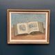Huile sur panneau suédoise d'époque mi-siècle – « Livre » par Otti Ljunggren – Vintage et encadrée – 49 × 41 cm (19,3" × 16,1")