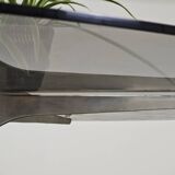 Dining table in glass, aluminum and chrome steel