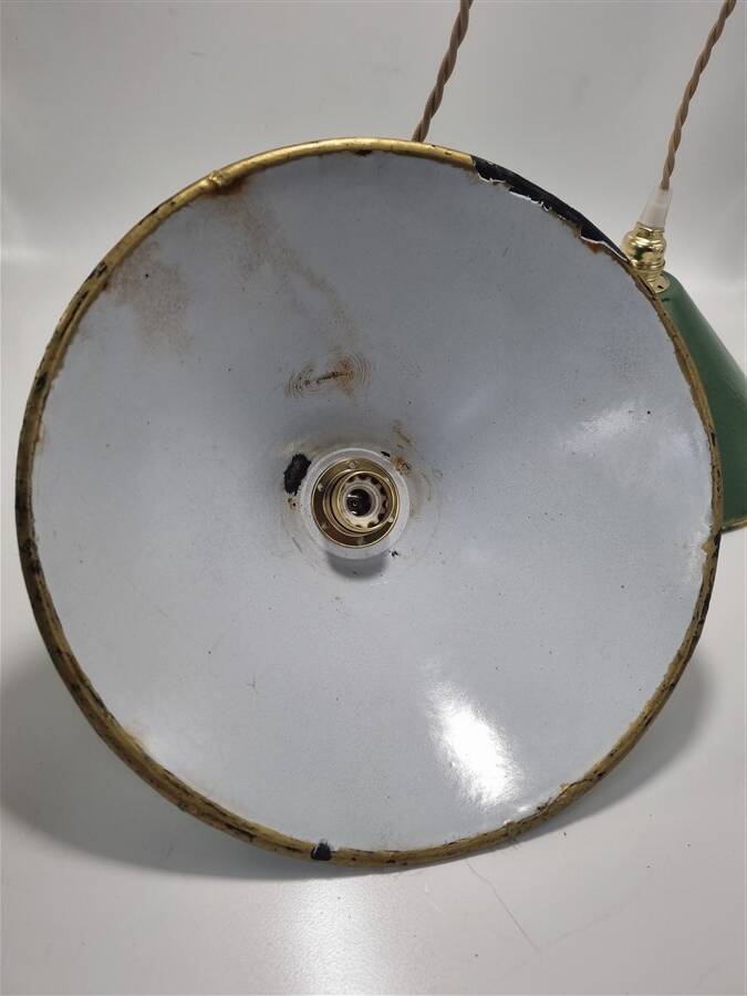 Pair of conical suspensions in green enamelled sheet metal