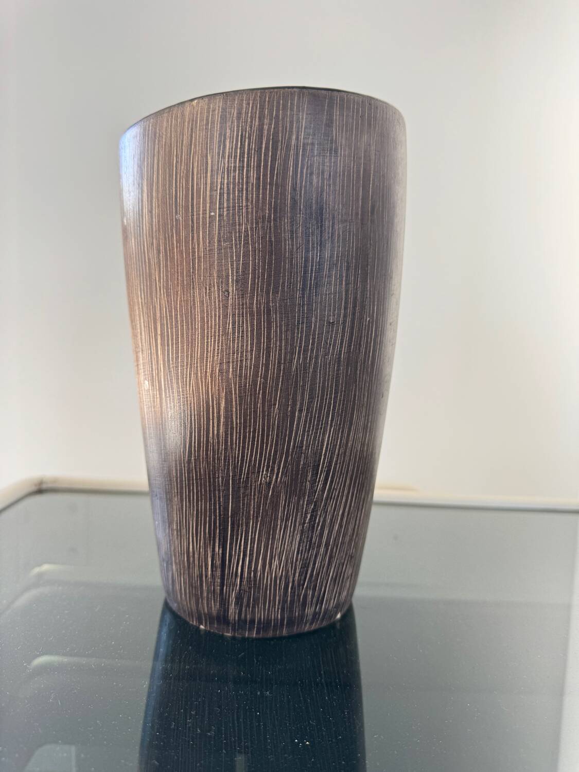 Vintage ceramic vase with abstract decor, Vallauris circa 1960