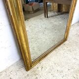 19th century mercury mirror with wooden frame and gilded stucco