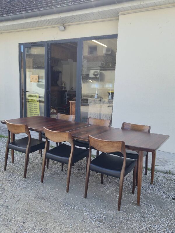 Table scandinave en palissandre de Rio à rallonges 1960s
