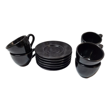 6 black coffee cups Krups, 1980