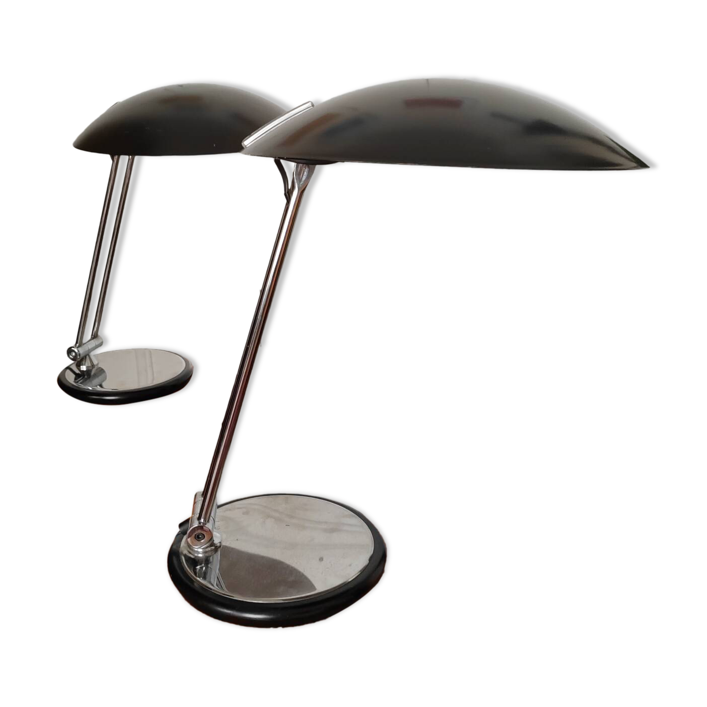 Paire de lampes soucoupe aluminor