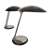 Paire de lampes soucoupe aluminor