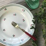Lot de 6 assiettes blanche motif fleurs Porcelaine de Gien signées