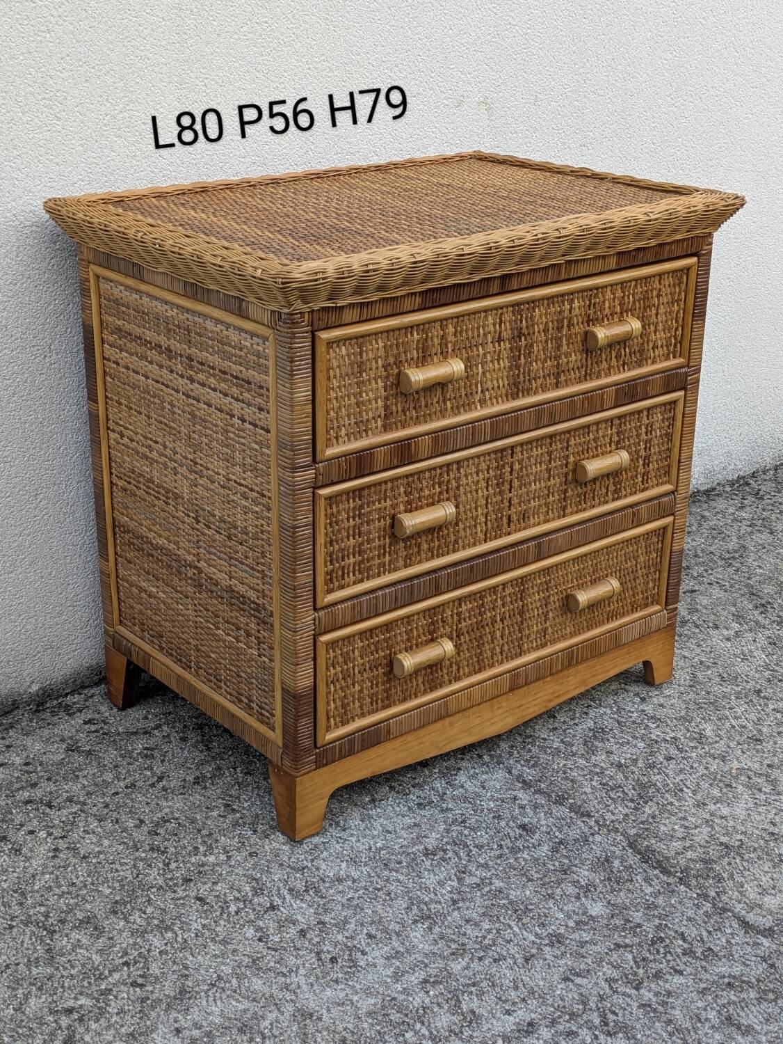 Rattan and wicker chest of drawers