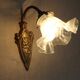 French art nouveau bronze wall light white frilled patterned glass shade 4213